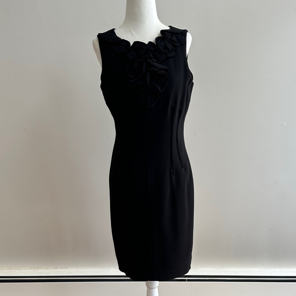 Anne Klein Black Midi Dress with Floral Detail